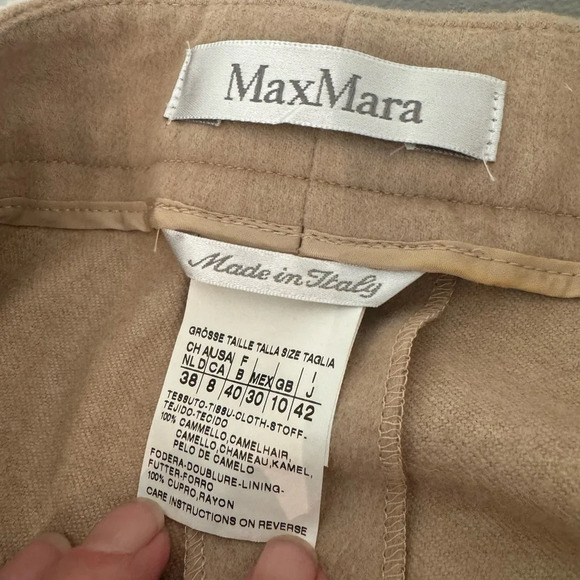 MAX MARA Italy High Rise 100% Camel Hair Trouser Dress Pant Luxury Sz 8 *FLAW* - Picture 11 of 13